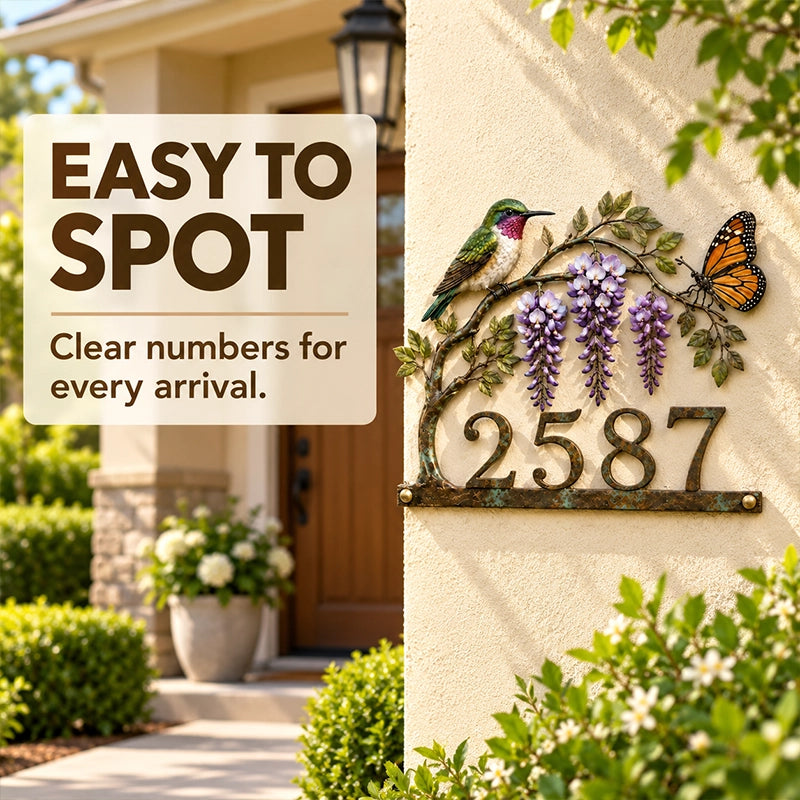 Personalized Hummingbird House Number Sign