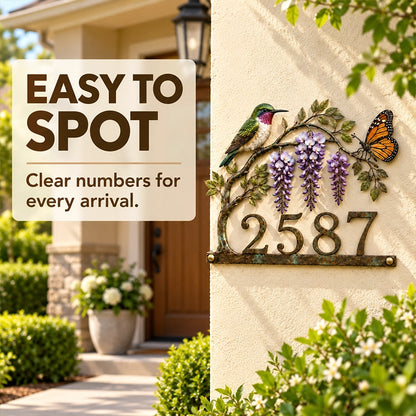Personalized Hummingbird House Number Sign
