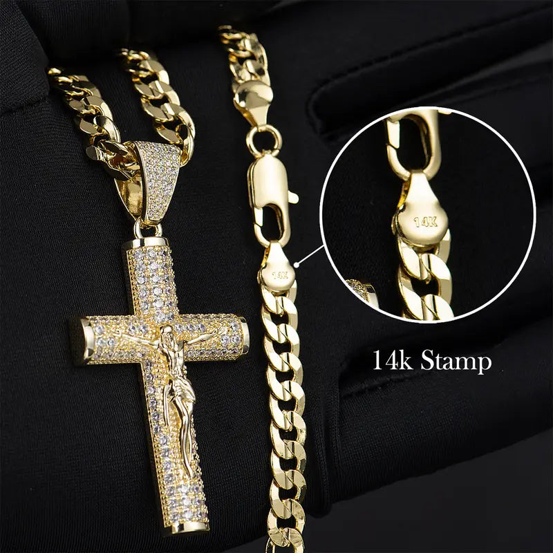 14K Gold-Plated Crucifix Chain