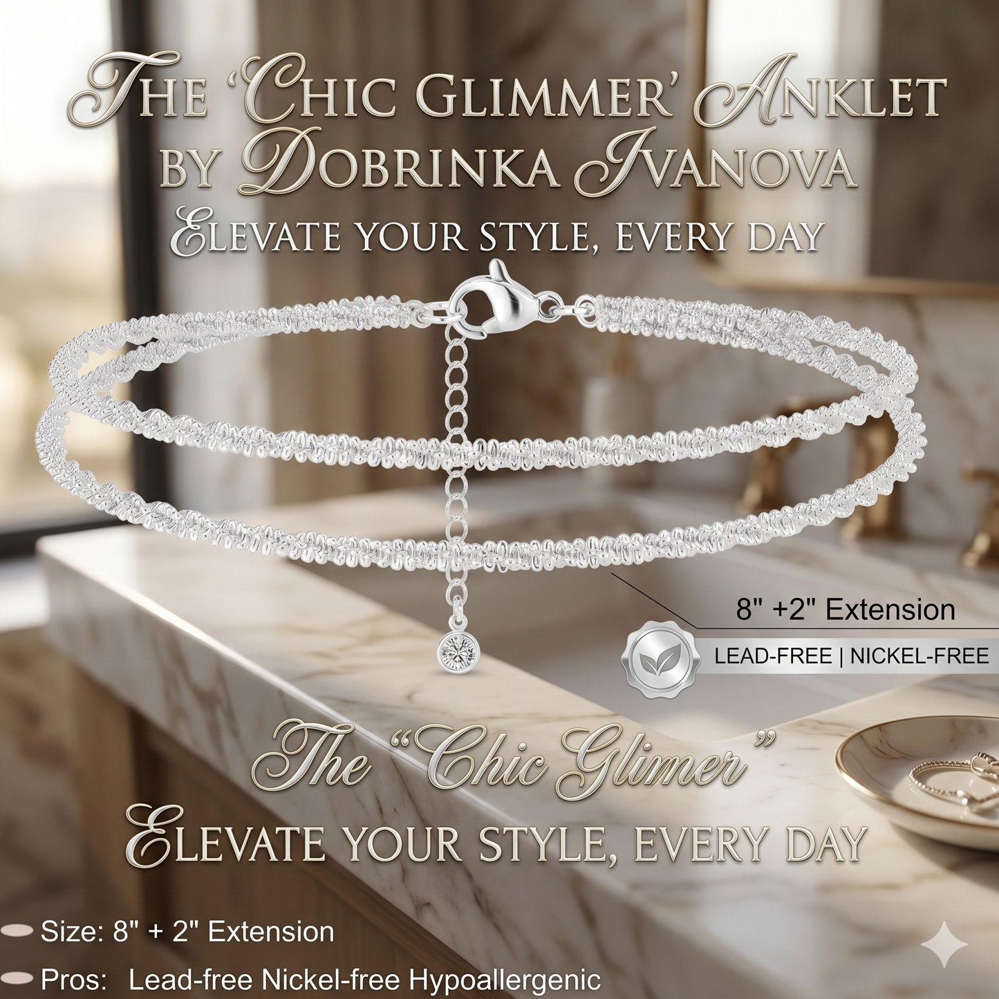 2-in-1 Luxe Glow: Waterproof 14K Gold Color Layered Anklet & Necklace Set-ZP