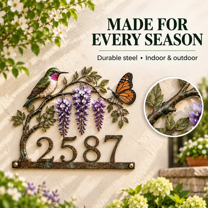 Personalized Hummingbird House Number Sign