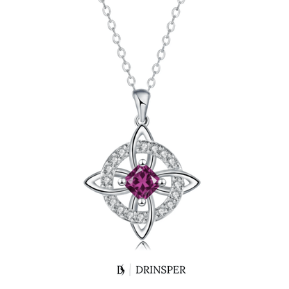 Mystical Birthstone Witches Knot Necklace – Natural Crystal🔮
