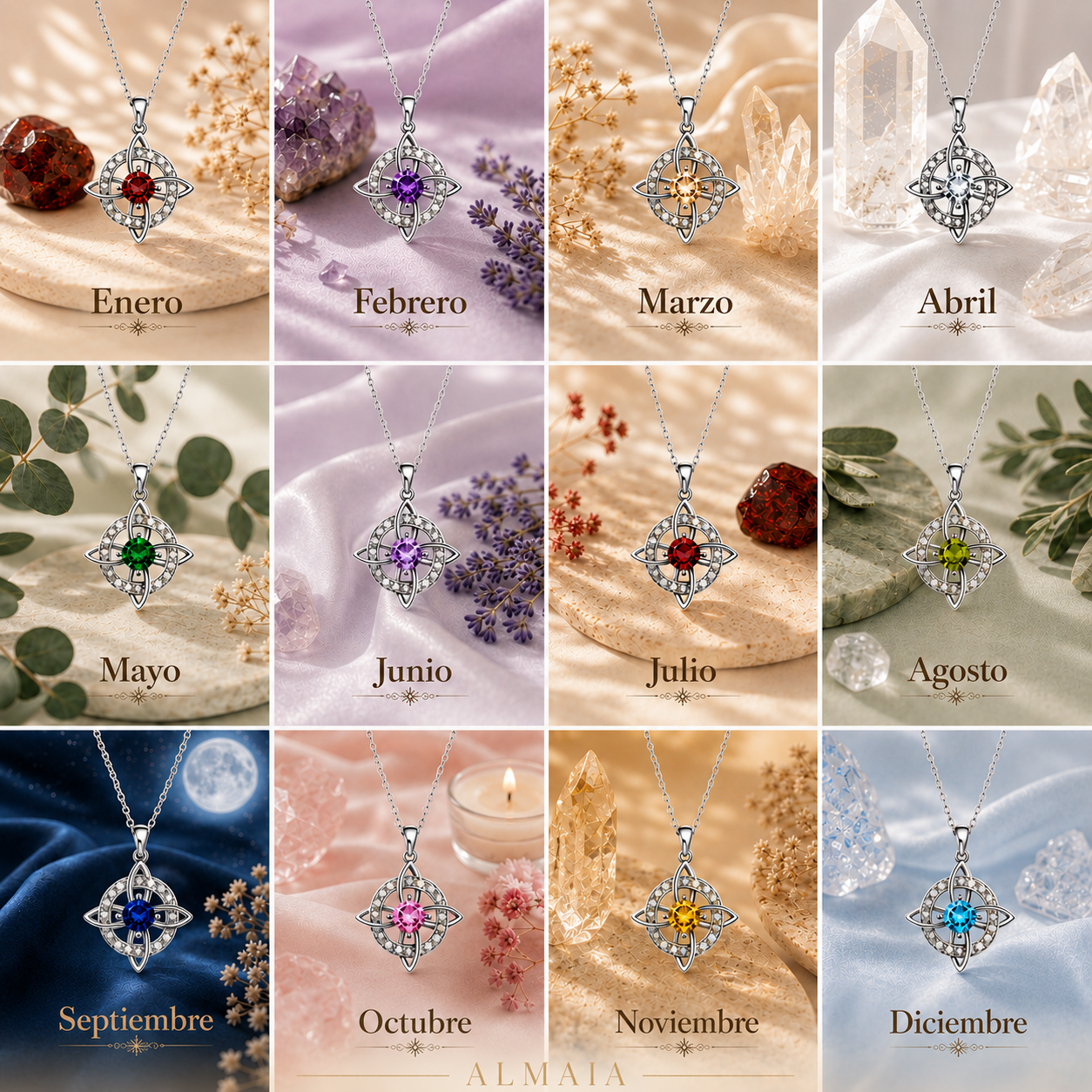 Mystical Birthstone Witches Knot Necklace -Natural Crystal 🔮❤️ Protect Your Loved Ones