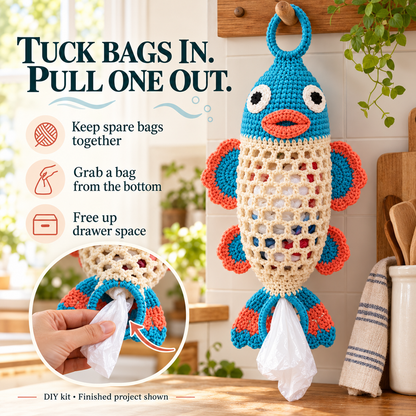 DIY Crochet Animal Bag Holder Kit for Hanging Storage