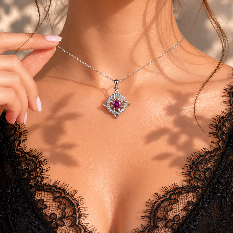 Mystical Birthstone Witches Knot Necklace -Natural Crystal 🔮❤️ Protect Your Loved Ones