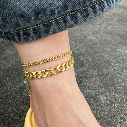 14K Gold Stackable Cuban Link Anklet