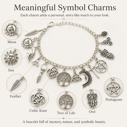 Vintage Witchy Celestial Charm Bracelet for Mystical Everyday Style – image 4