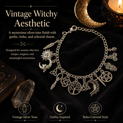 Vintage Witchy Celestial Charm Bracelet for Mystical Everyday Style – image 3