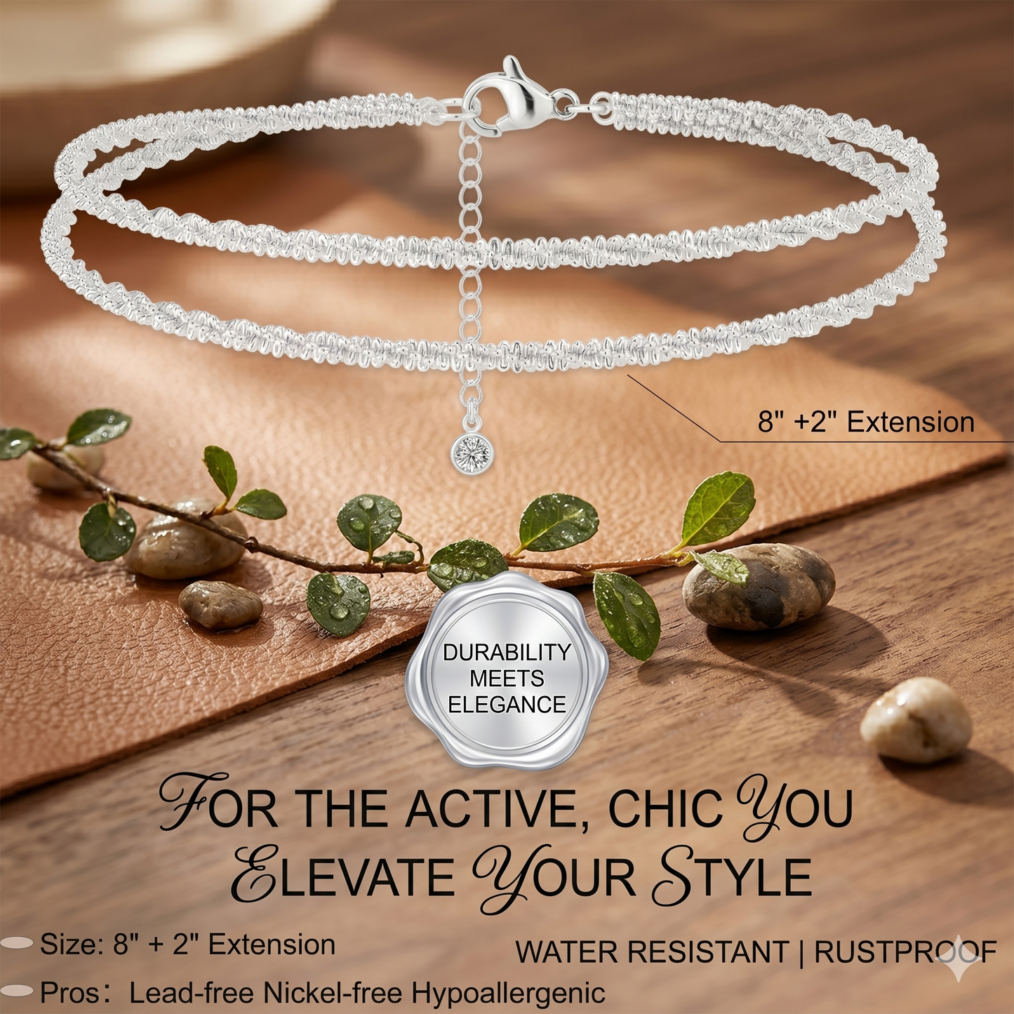 2-in-1 Luxe Glow: Waterproof 14K Gold Color Layered Anklet & Necklace Set-ZP