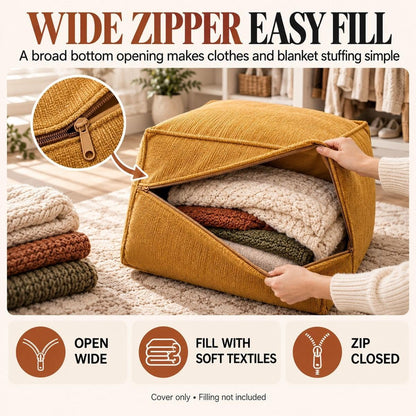 Corduroy Storage Ottoman Cover for Fill-Your-Own Seating