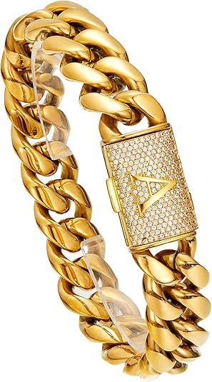 Iced Out Diamond Inlaid Cuban Chain Bracelet for Men
