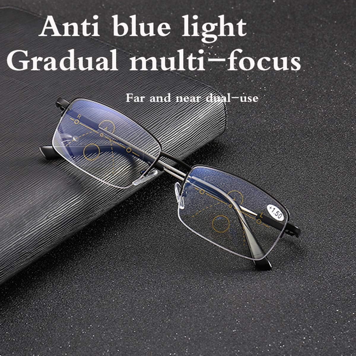Half-Rim Multifocal-Style Reading Glasses in Black or Gold