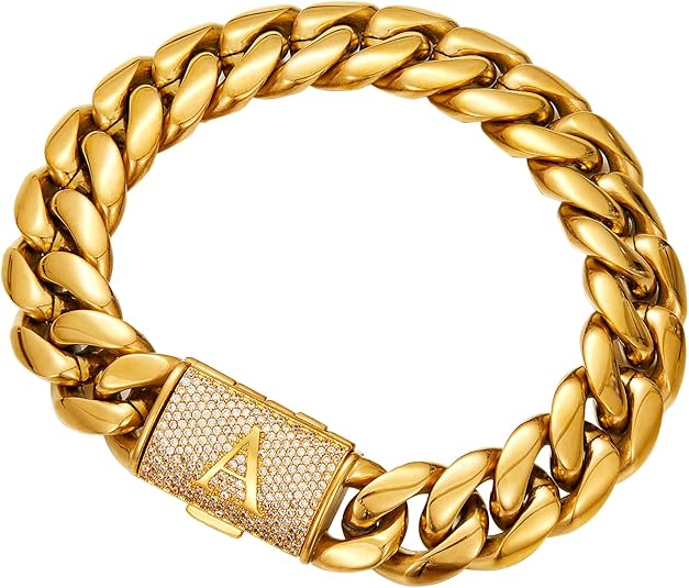 Iced Out Diamond Inlaid Cuban Chain Bracelet for Men