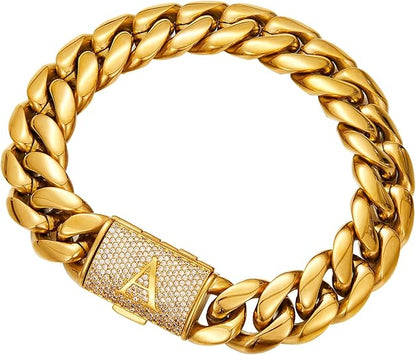 Iced Out Diamond Inlaid Cuban Chain Bracelet for Men