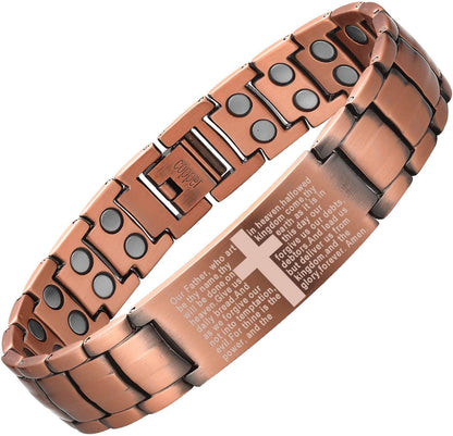 Magnetic Copper Cross Bracelet for Men