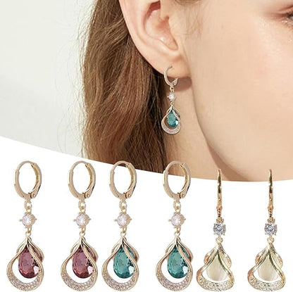 Geometric Teardrop Cat s Eye Earrings