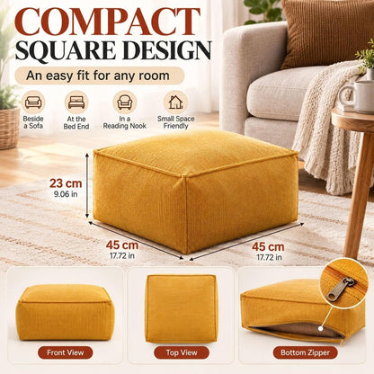 Corduroy Storage Ottoman Cover for Fill-Your-Own Seating