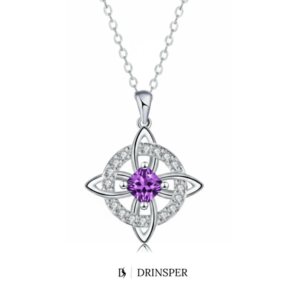 Mystical Birthstone Witches Knot Necklace – Natural Crystal🔮