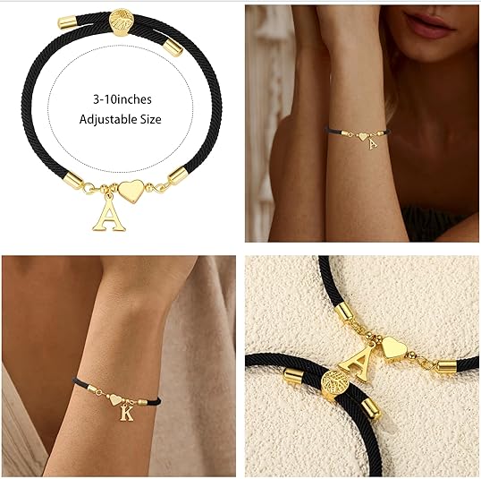 2Pcs Bracelets Set, Adjustable Gold Heart Pendant Chain