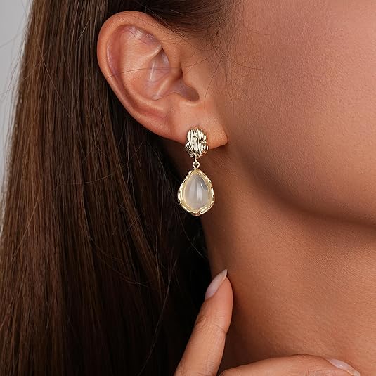 5 Pairs Amber Square Teardrop Earrings