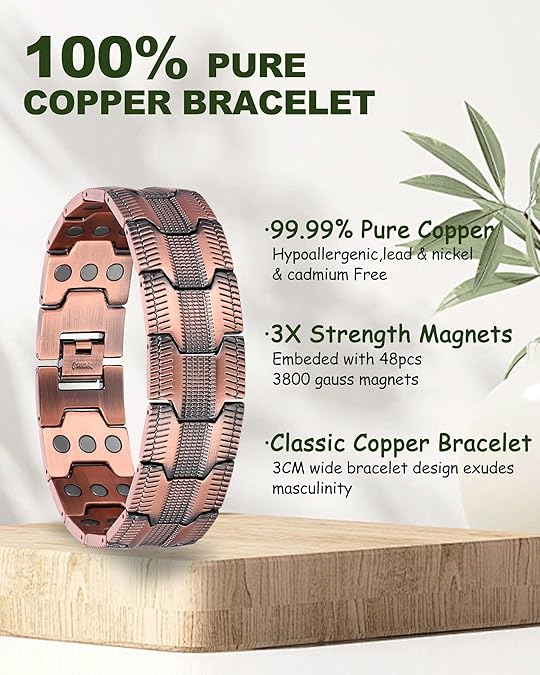 Wide Square Magnet Bracelet for Men