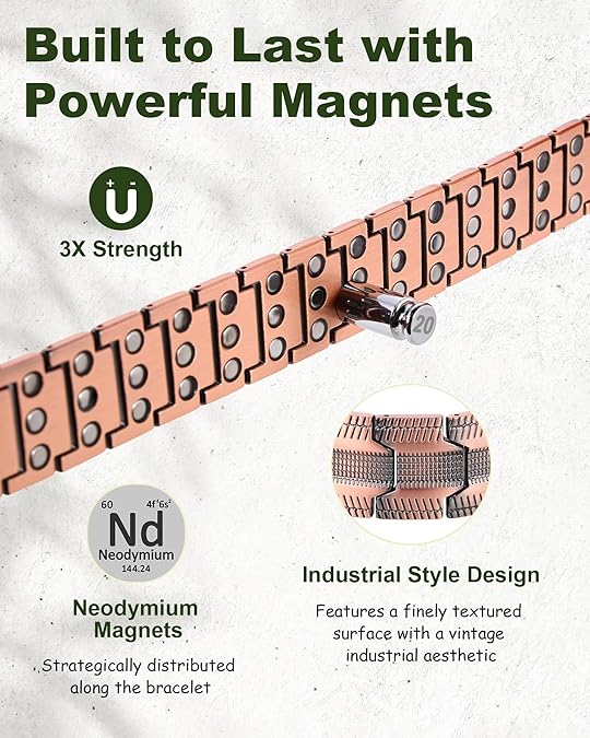 Wide Square Magnet Bracelet for Men