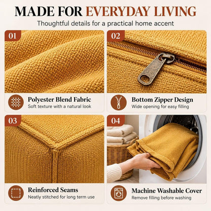 Corduroy Storage Ottoman Cover for Fill-Your-Own Seating