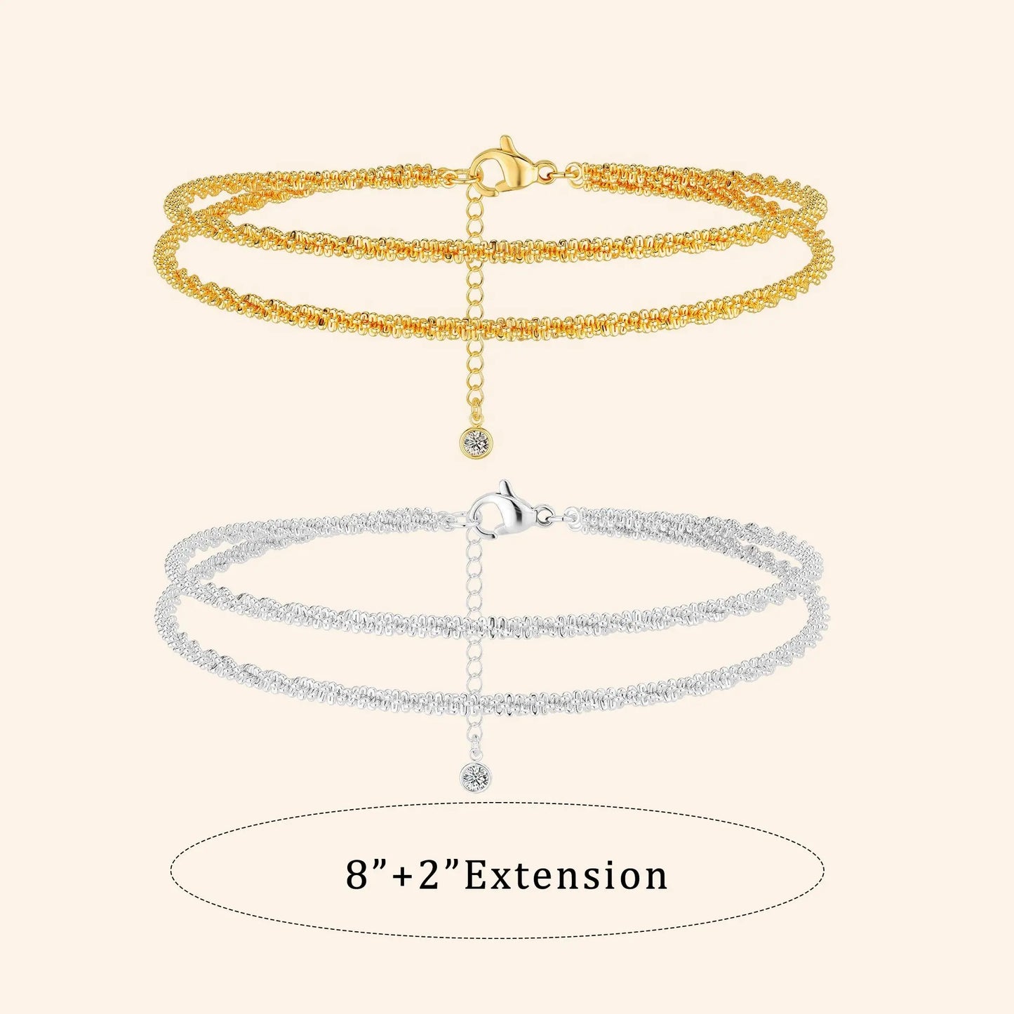 2-in-1 Luxe Glow: Waterproof 14K Gold Color Layered Anklet & Necklace Set-ZP