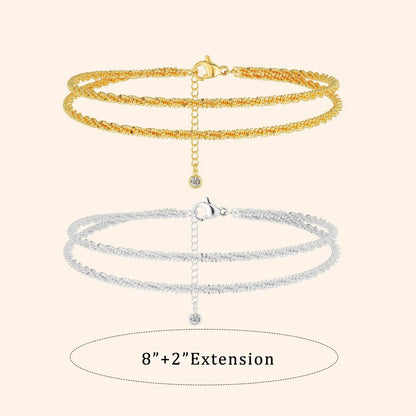 2-in-1 Luxe Glow: Waterproof 14K Gold Color Layered Anklet & Necklace Set-ZP