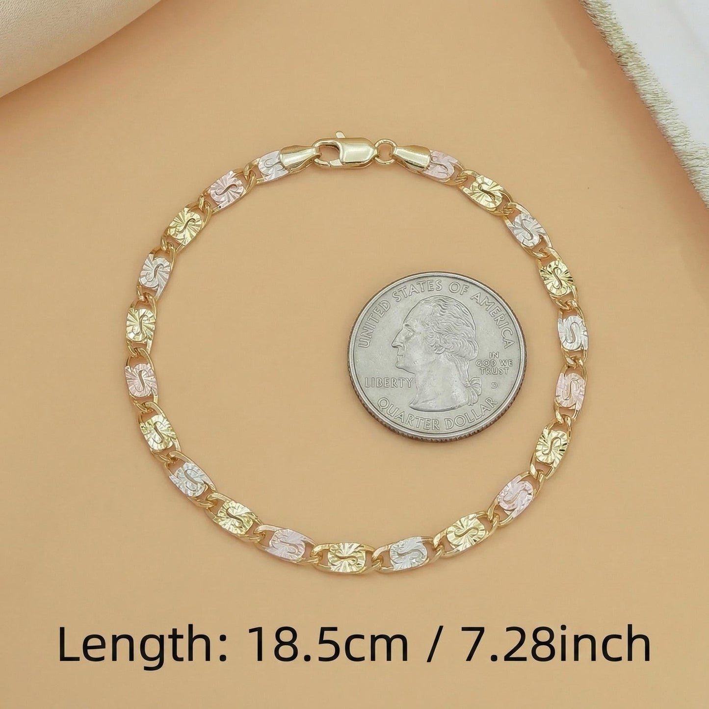 14K Gold Color Mariner Link Bracelet for Women