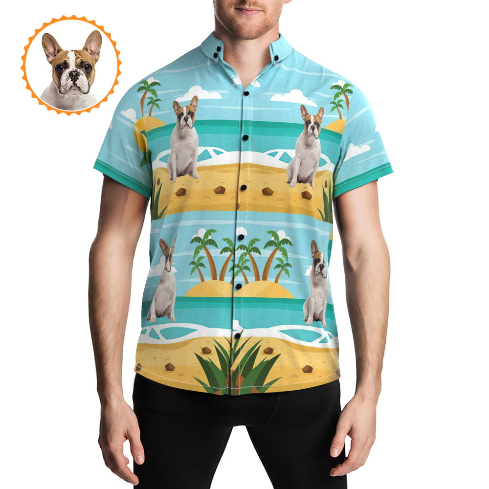 Personalized Photo Print Hawaiian Shirts Summer Beach Button Shirt