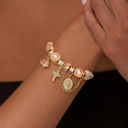 Virgin Mary Aurora Beaded Chain Bracelet