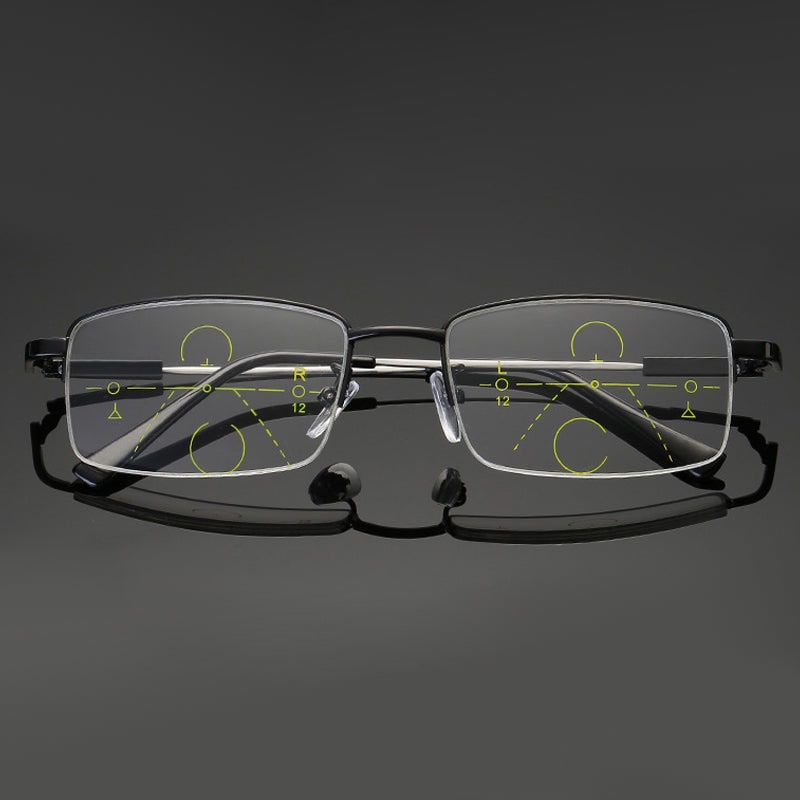 Half-Rim Multifocal-Style Reading Glasses in Black or Gold
