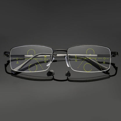 Half-Rim Multifocal-Style Reading Glasses in Black or Gold