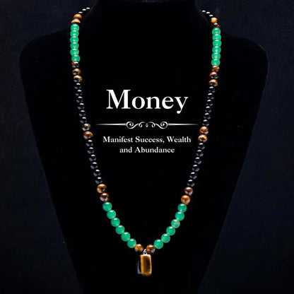 Lucky Tiger Eye & Obsidian Necklace & Bracelet Set