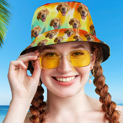 Custom Bucket Hat Unisex Face Bucket Hat Personalize Wide Brim Outdoor Summer Cap Hiking Beach Sports Hats Rainbow Color Bucket Hat Gift