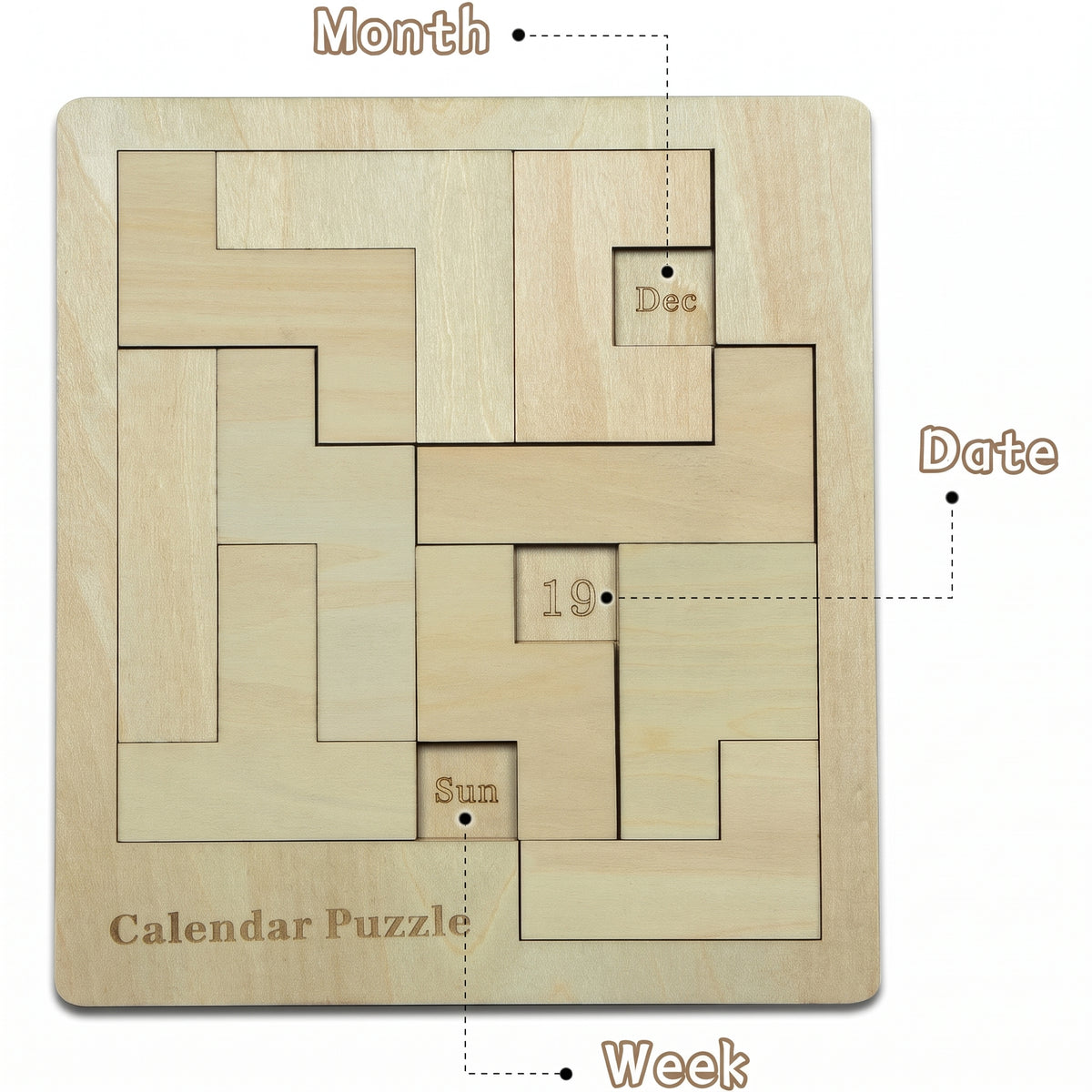 Wooden Daily Calendar Puzzle for a Screen-Free Challenge