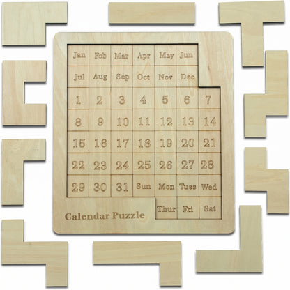 Wooden Daily Calendar Puzzle for a Screen-Free Challenge