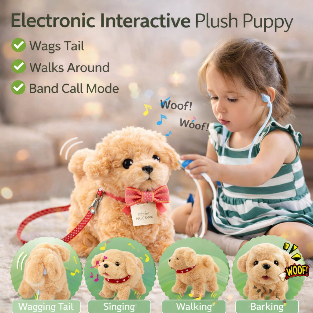 Electronic Plush Pet Toy for Pretend Companion Play