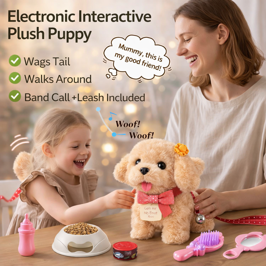 Electronic Plush Pet Toy for Pretend Companion Play