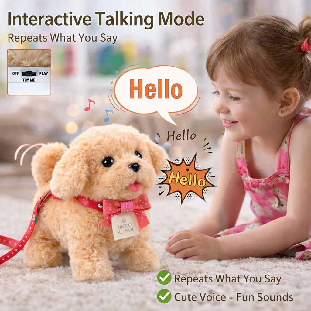 Electronic Plush Pet Toy for Pretend Companion Play