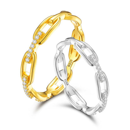 Moissanite Band Chain Link Wedding Ring