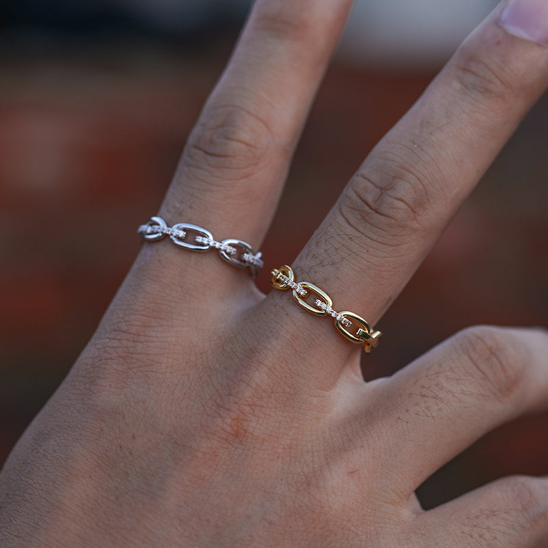Moissanite Band Chain Link Wedding Ring