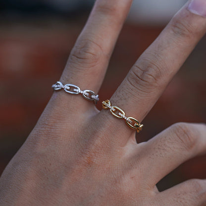 Moissanite Band Chain Link Wedding Ring