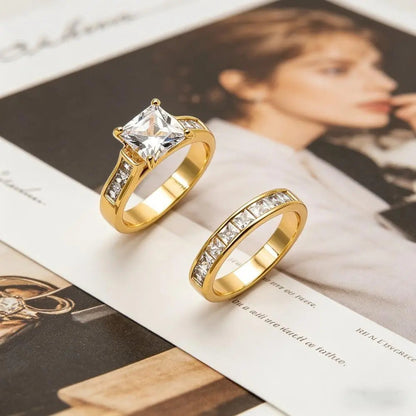 Classic Princess Cut 2-Piece Engagement & Wedding Ring Set