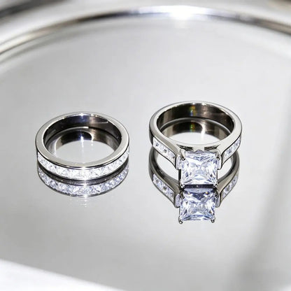 Classic Princess Cut 2-Piece Engagement & Wedding Ring Set