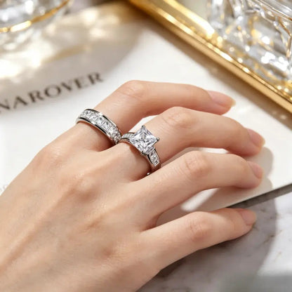 Classic Princess Cut 2-Piece Engagement & Wedding Ring Set