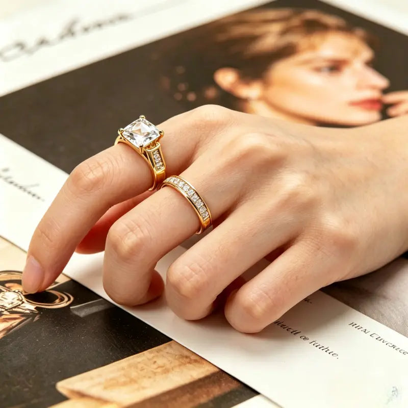 Classic Princess Cut 2-Piece Engagement & Wedding Ring Set