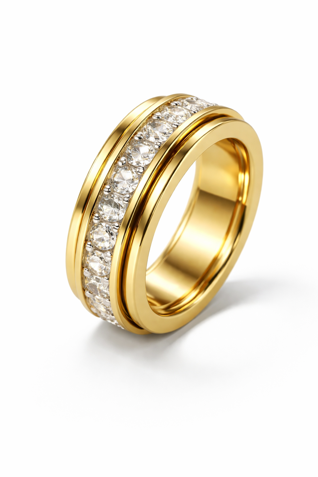 Cubic Zirconia Spinner Ring 2 Pack