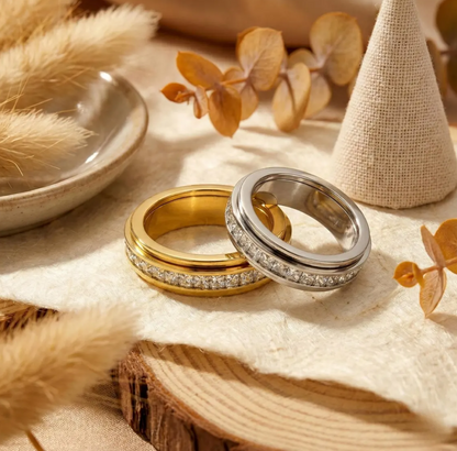 Cubic Zirconia Spinner Ring 2 Pack
